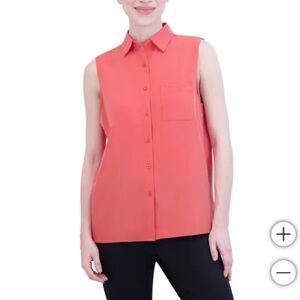Gaiam Sleeveless Button Down Shirt Pink / Coral Size XS